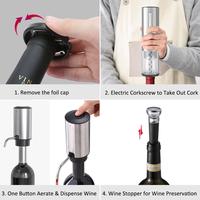 Sacacorchos Eléctrico Recargable de Acero Inoxidable, Decantador de Vino Automático, Tapón al Vacío, Juego Completo de Accesorios para Vino