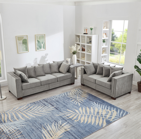 Grey + Velvet + 5 Seat