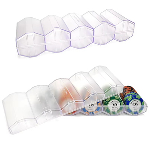100 Chips Acrylique Poker Chip Trays Case-Boîte à jetons de casino transparente avec couvercle Holder Protector Acrylique Poker Chip Cases - Product Image 1