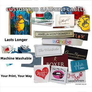Etiquetas de Prendas Personalizadas de Alta Calidad, Tejidas en Rojo, con Relieve, Lavables, con Pliegue Final, para Abrigos, Sombreros, Camisas, Bolsos y Zapatos - Product Image 2