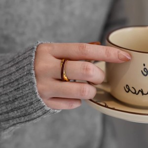 Anello in Acciaio Inossidabile Placcato Oro 18K PVD, Smalto <span class=keywords><strong>Rosso</strong></span> <span class=keywords><strong>Vino</strong></span>, Doppio Strato, Gioielli Minimalisti alla Moda per Donne - Product Image 6