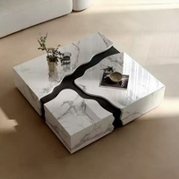Table basse en marbre italien haut de gamme, luxueuse et minimaliste, carrée, extrêmement élégante et luxueuse, table basse en pierre