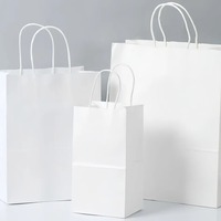 Sac de shopping en papier kraft blanc écologique avec logo personnalisé, emballage cadeau, kraft recyclable avec poignée en ruban