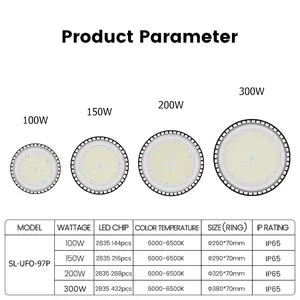 โคมไฟ LED ไฮเบย์กระจายความร้อนแบบ SMD 100W 150W 200W 300W