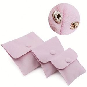 Customized Jewelry Drawstring Bag, Ultra-fine Fiber Cotton <b>Linen</b> Velvet Earrings Necklace, Small pink Jewelry Bag Packaging - Product Image 2