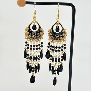 Latest Fashion Women'<strong>s</strong> Bohemian Feather Tassel Chandelier Pendant Drop <strong>Earrings</strong> for Young <strong>Girls</strong> Jewelry - Product Image 6