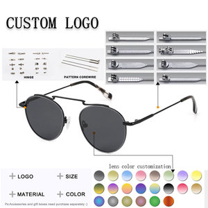 <b>Round</b> Pilot <b>Sunglasses</b> Full Rim Metal <b>Frame</b> Green Lenses UV400 Protection Unisex Adult Sun Protection - Product Image 2