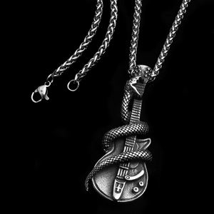 Nouveau Collier Pendentif Unisexe en Alliage de Zinc, Motif Crâne Guitare Basse, Style Rétro Classique Hip Hop, Bijou Tendance - Product Image 1