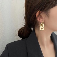 Catalogue de luxe en acier inoxydable boucle d'oreille célèbre lettre B boucles d'oreilles classique goutte boucle d'oreille femmes mode bijoux fins
