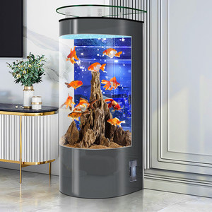 Modern Standing Half <strong>Round</strong> Large <strong>Fish</strong> <strong>Tank</strong> for Living Room with Self-Circulating Filtration and No Water Change Required - Product Image 4