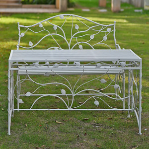 (Saldi di Liquidazione) Set Moderno e Semplice di Tavolo e Sedie in Ferro con Motivo a Foglie, Tavolo Rettangolare per Cortile, Balcone, <span class=keywords><strong>Giardino</strong></span>, Singolo o Doppio - Product Image 3