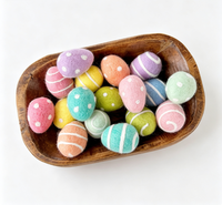 Œufs de Pâques en feutre de laine pastel avec rayures à pois, boules de feutre couleur macaron pour la confection de couronnes DIY, accessoires de décoration de Pâques