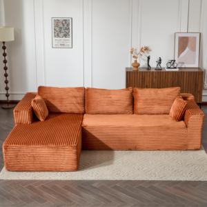 Compression Sectional Convertible Set Comfy Chaise Boneless Square Shape <b>Sofa</b> Deep Seat Minimalist Modular <b>Sleeper</b> Living Room - Product Image 3
