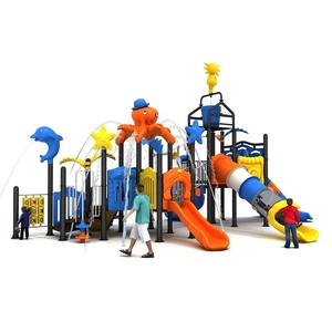 Grand ensemble de jeux aquatiques pour enfants avec <span class=keywords><strong>fontaine</strong></span> à jets et toboggan en plastique, couleur et taille personnalisables, équipement de jeux extérieur - Product Image 1