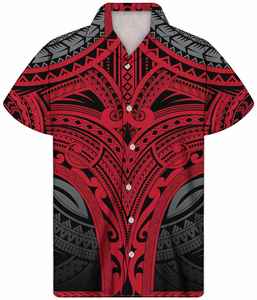 Chemises polynésiennes pour hommes en gros, <span class=keywords><strong>tatouage</strong></span> <span class=keywords><strong>tribal</strong></span>, impression intégrale personnalisée, chemises à boutons, col cubain, tailles grandes, chemises pour hommes, MOQ 1 - Product Image 1