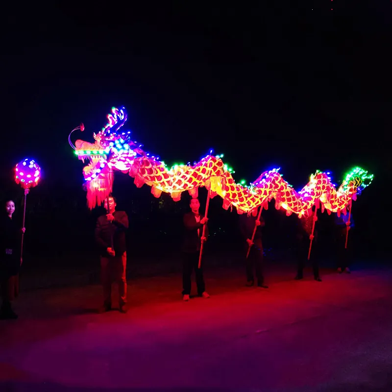 LED Light Dragon Dance Equipment Dragon Dancing Costume Traditional Chinese Dragon Dance Evening Performance