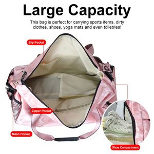 Muestra Gratis, Bolsa de Viaje de Fin de Semana de Alta Calidad, Reciclada, de Lujo, Personalizada para Mujer, para Yoga, Gimnasio, de Nailon, con Compartimento para Zapatos - Product Image 4