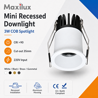 Plafonnier encastré avec options de température de couleur 3000K, 4000K, 6000K, boîtier en aluminium, downlight LED encastré 3W