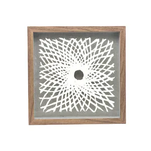 Wholesale Brown Wooden Wall Frame Home Decor Glass Cover Special Hand Pinch Paper Picture Photo Frame