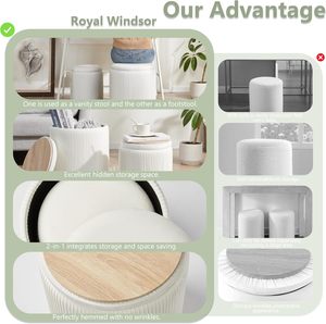 <span class=keywords><strong>Pouf</strong></span> nordique moderne en velours avec rangement <span class=keywords><strong>Pouf</strong></span> rond Repose-pieds pour salon chambre et dressing zones de vanité - Product Image 5