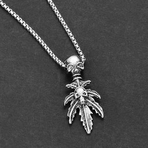 Collier Punk Hip Hop en Acier Inoxydable, Réglable, avec Pendentif Crâne et Feuille d'Érable, Bijou Punk pour Hommes et Femmes - Product Image 6
