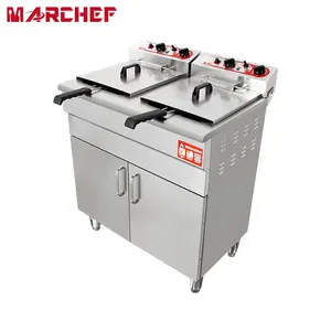 Professional restaurant 14L*2 CE chicken commercial chip electric double free standing deep kfc fryer machine