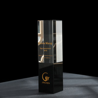 Trophée en cristal noir haut de gamme personnalisé gravé pour présentation annuelle, artisanat en cristal de qualité supérieure fait main, autres objets en cristal de qualité supérieure