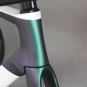 0218 Chameleon Pearl White Paint Carbon Fiber T1000 Disc Road Bike <b>Frame</b> TT-X38 Internal Cable T47 Thread Tire 700X32C - Product Image 2