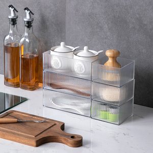 High Quality Stackable Transparent <strong>Plastic</strong> Stripe <strong>Storage</strong> Boxes <strong>Drawer</strong> Organizers - Product Image 3