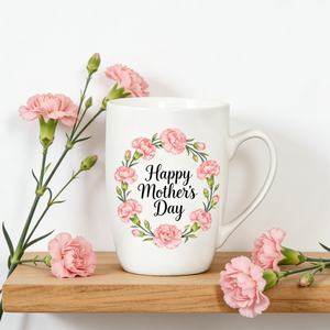 Taza de <span class=keywords><strong>Café</strong></span> Floral de Cerámica de 11 oz, Taza de Té con Diseño de Corona de Flores Rosadas, Regalo Encantador para el Día de la Madre y Cumpleaños - Product Image 1