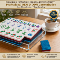 Mahjong Akrilik Motif Marmer Mewah, Ubin Standar Dilukis Tangan, Label Pribadi Kustom Grosir untuk Permainan 4 Pemain