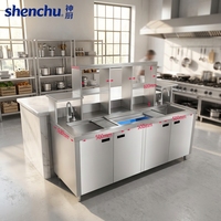 Comptoir de travail commercial en acier inoxydable avec découpe sur mesure et refroidissement par air, ensemble complet pour bar à eau, idéal pour les salons de thé et les bars à cocktails