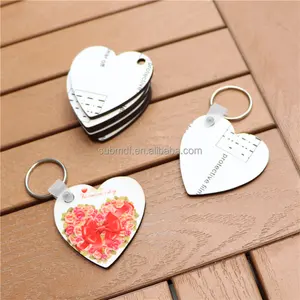 MDFSUB In Stock Sublimation Blanks MDF Keychain Personalized White Heart Shape Mdf Blank Sublimation Keychain With Keyring