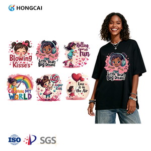 Nouvelle arrivée transfrontalière Hongcai Logo de la série des filles énergiques mignonnes personnalisées Impressions par transfert de chaleur à l'encre blanche Étanche - Product Image 1