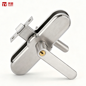 Tianyi Commercial Office Glass Door <b>Lock</b> Handle Satin Stainless Steel Lever <b>Keyed</b> Entry Mechanical Security Hardware Set - Product Image 1