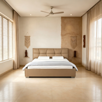 WINMAX Lit Moderne de Luxe en Cuir Véritable avec Cadre en Fer, Confortable, Taille King Queen, Modulaire pour Maison et Hôtel 2519