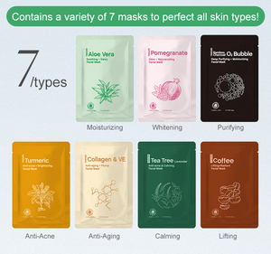 Coreano antienvejecimiento colágeno <span class=keywords><strong>Aloe</strong></span> Vera cúrcuma seda máscara Facial hoja tamaño de viaje vitamina C té verde para el cuidado de la piel cara - Product Image 2
