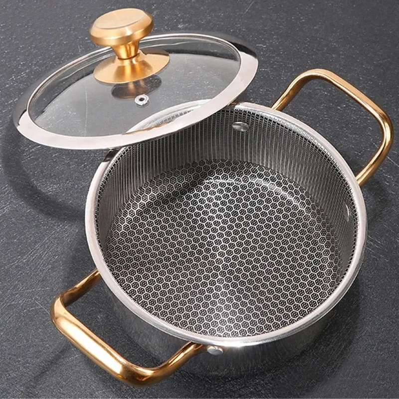 304 Stainless Steel Soup Pot Non-Stick Honeycomb Lid Modern for Household Use for Induction Cooker Gas Stove Universal Frying · image 6