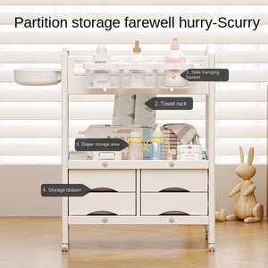 <span class=keywords><strong>Table</strong></span> à <span class=keywords><strong>langer</strong></span> et armoire <span class=keywords><strong>de</strong></span> rangement pour bébé avec tiroir pliable, design multifonctionnel, en plastique, manuel, 0-12 mois - Product Image 3
