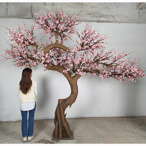 Tác phẩm nghệ thuật trang trí sân vườn nhà kiểu Trung Hoa, đồ trang trí nghệ thuật trong nhà, cây đào nhân tạo lớn, cây hoa mai đỏ, cây thông giả - Product Image 2