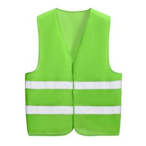 Gilet de sécurité réfléchissant vert avec deux bandes blanches pour usage professionnel, en fibre de polyester - Product Image 1