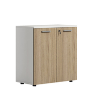 Armoire de bureau moderne en panneaux, surface en MDF et mélamine, armoire de rangement modulaire en bois à portes battantes basses