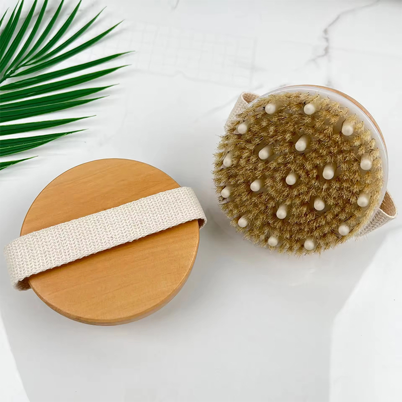 Grass wood+boar bristle+massage bead