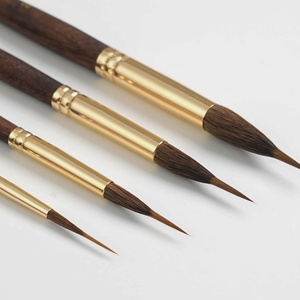 Pinceaux aquarelle de haute qualité, 4 pièces, manche en bois, poils de zibeline, pointe extra longue synthétique pour les détails fins - Product Image 1