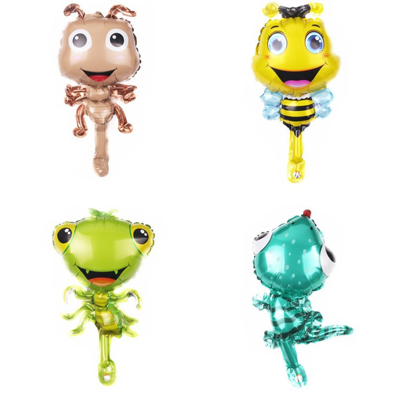 Vente en gros de ballons en aluminium pour animaux, insectes, fourmis, mantes, abeilles, gecko, ballons en forme de dessin animé, ballons pour décoration de fête d'anniversaire