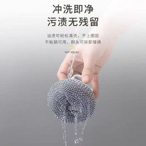 Almohadillas de limpieza reemplazables para lavar ollas y platos en la cocina, sin residuos, cabezal de cepillo desmontable y lavable, no dañará - Product Image 4