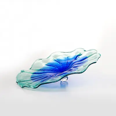 Multi color blown glass wall lamps flower shaped glass plates blown clear glass wall lamps