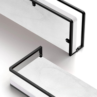 Étagères murales flottantes modernes minimalistes noir mat avec barre porte-serviettes, étagère de salle de bain, support à épices de cuisine, organisateur de rangement