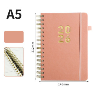 <span class=keywords><strong>Precio</strong></span> de fábrica al por mayor A5 2026 cuaderno planificador cubierta de cuero PU logotipo personalizado Metal espiral encuadernado diario escolar <span class=keywords><strong>365</strong></span> días diario - Product Image 3