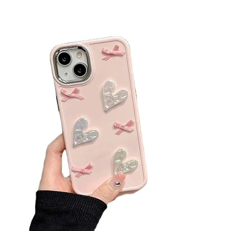 2024 Ins Kawaii dentelle couverture pour iPhone rose mignon dessin animé téléphone étui pour femmes téléphone portable accessoires étui